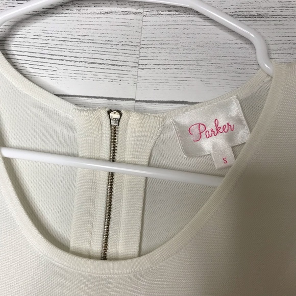 White Ribbed Knit Cut Out Sleeveless Flare Dress - Picture 2 of 5